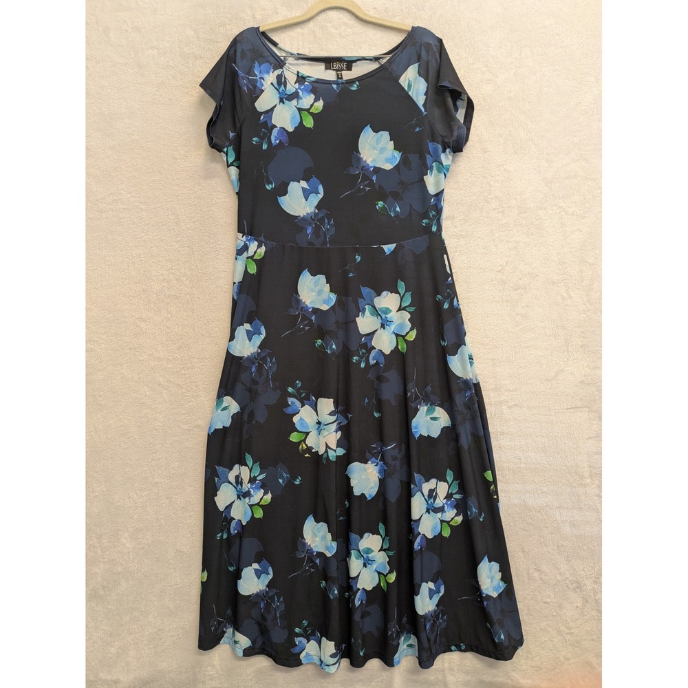 LBisse Women's 1X Floral‎ Print Midi Dress Made In USA New With Tags